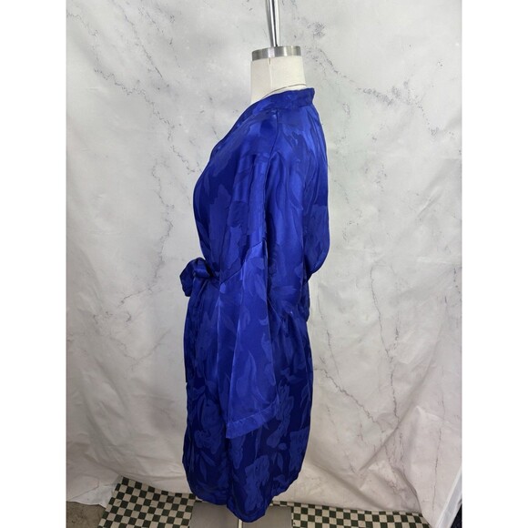 Vtg 80s Victoria's Secret Gold Label Kimono Robe Floral Blue One Size Romantic - Picture 16 of 16